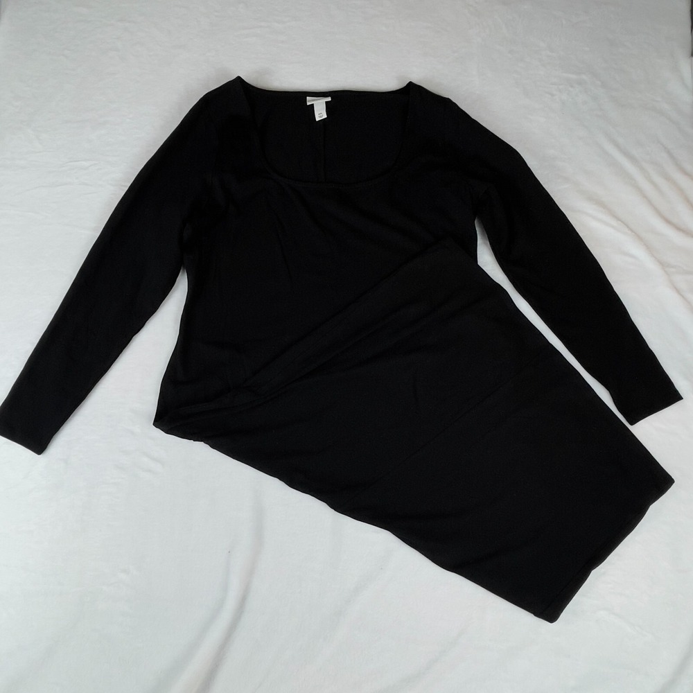Ava & Viv Sheath‎ Dress Women's 2XL Black Solid Super Soft Long Sleeve Pullover